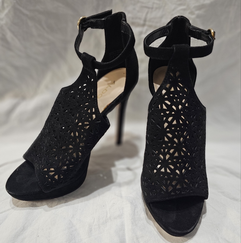Aldo Black Heels with Elegant Cutout Design